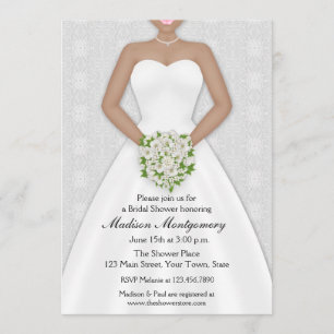 Bride, African American, Lace Look Shower Invitation