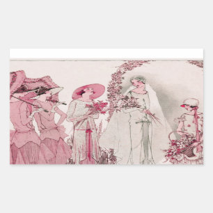 Bride and attendents rectangular sticker