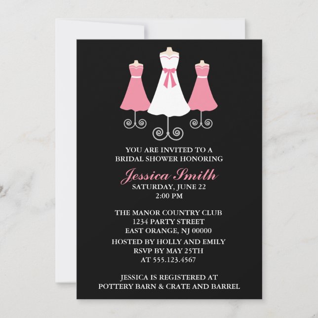 Bride and Bridal Party Gowns Wedding Shower Invitation (Front)