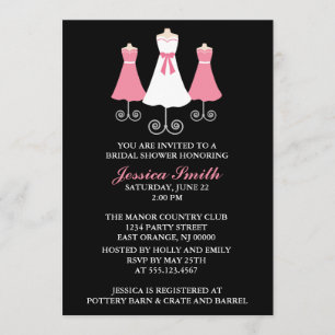 Bride and Bridal Party Gowns Wedding Shower Invitation
