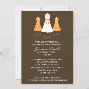Bride and Bridal Party Gowns Wedding Shower Invitation