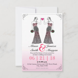 Bride and Bride - Lesbian wedding invitation
