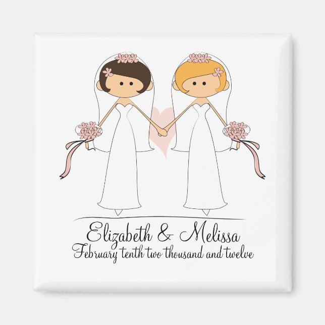 Bride and Bride Wedding Magnet Favours (Front)