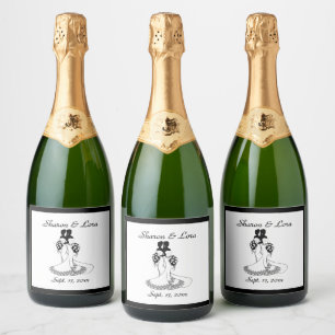Bride and Bride Wedding Personalised Sparkling Win Wine Label