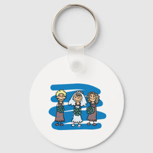 Bride And Bridesmaids Pose For Wedding Picture Key Ring