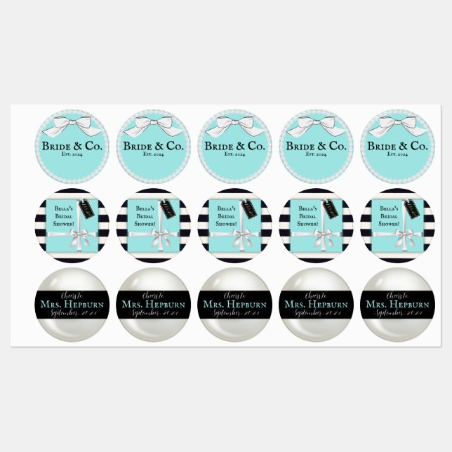 Bride and Co Stickers/labels for Bridal Shower! (Sheet)