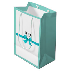 Bride And Company Teal Blue Sparkle Shower Party Medium Gift Bag