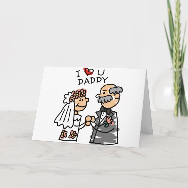 Bride And Father On Wedding Day Before Ceremony Card (Front)