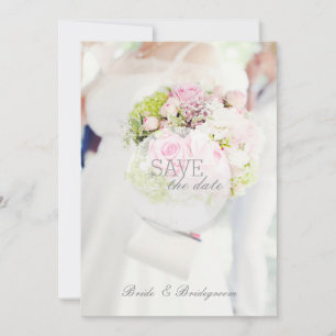 Bride and Flower Bouquet Wedding Save The Date