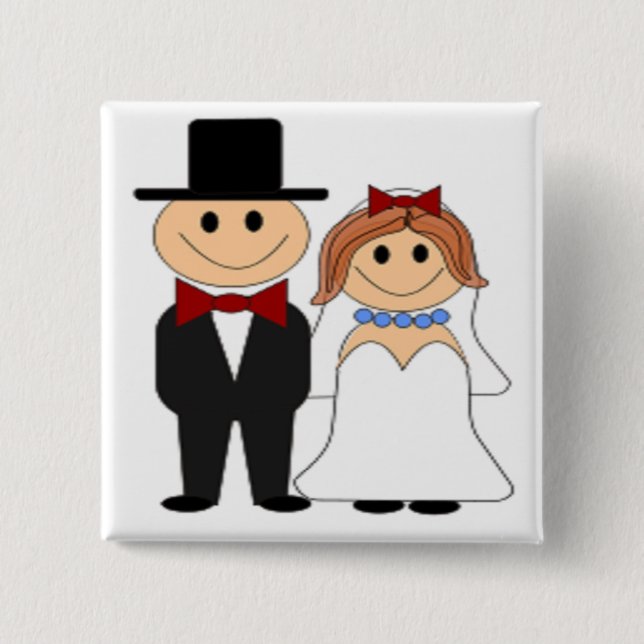 BRIDE AND GROOM 15 CM SQUARE BADGE (Front)