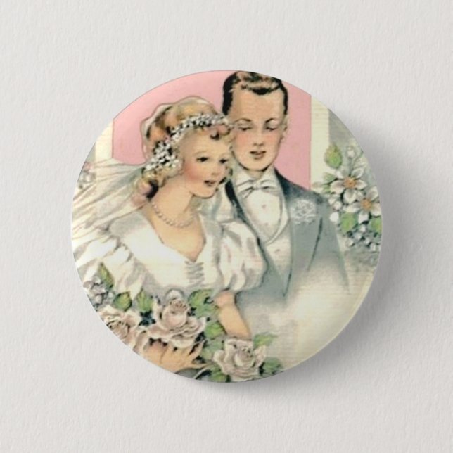 Bride and Groom 6 Cm Round Badge (Front)