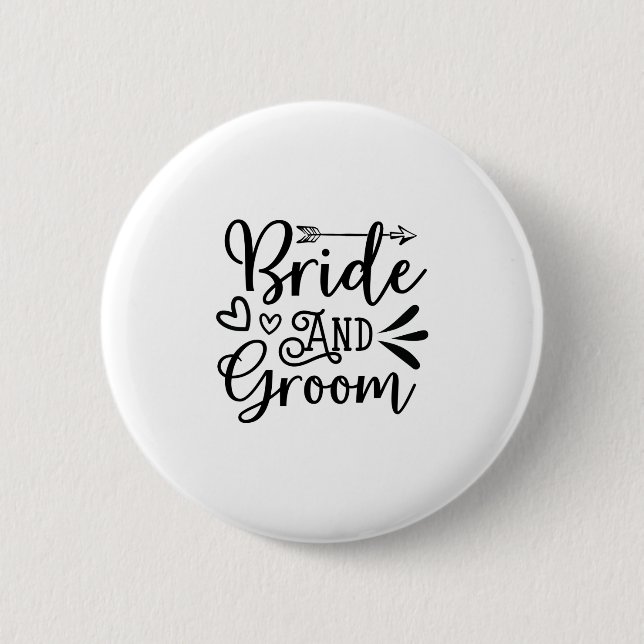Bride and groom 6 cm round badge (Front)