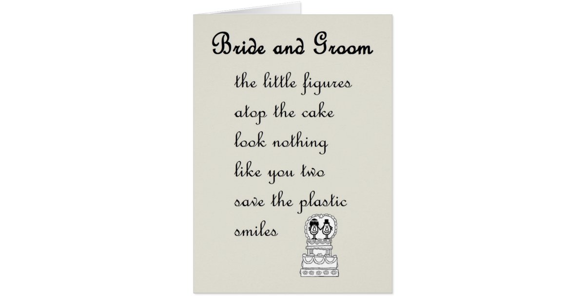 Bride and Groom - a funny wedding poem | Zazzle