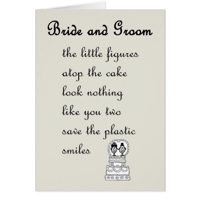 Bride and Groom - a funny wedding poem (Front)