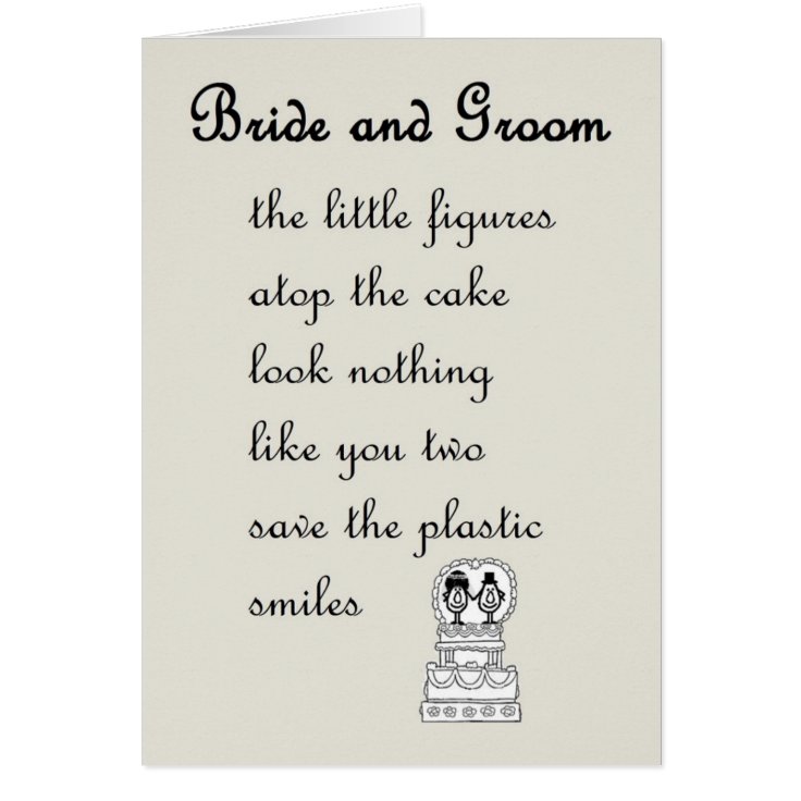 Bride and Groom - a funny wedding poem | Zazzle