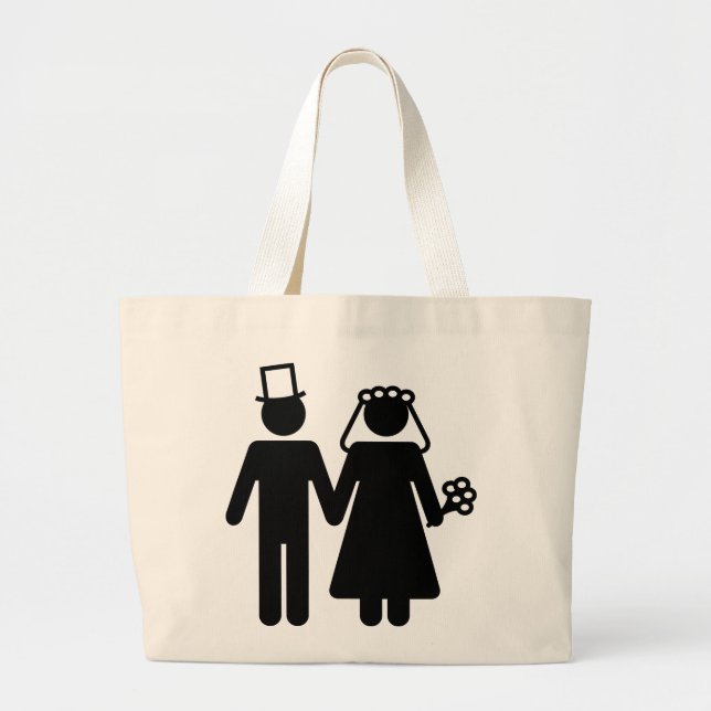 Bride and Groom - Add Your Own Text Large Tote Bag (Front)