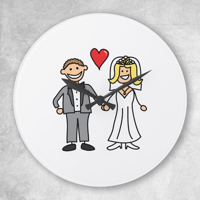 Bride And Groom (Add Your Own Text) Round Clock (Creator Uploaded)