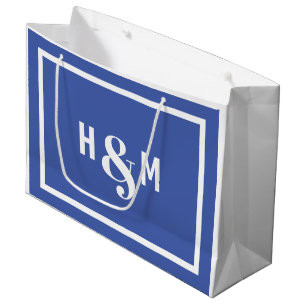 Bride and Groom Ampersand Blue Large Gift Bag