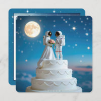 Bride and Groom Astronauts On a Wedding Cake