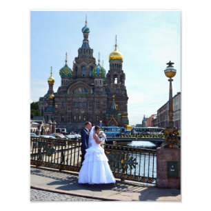 Bride and Groom at St. Petersburg, Russia, Church Photo Print