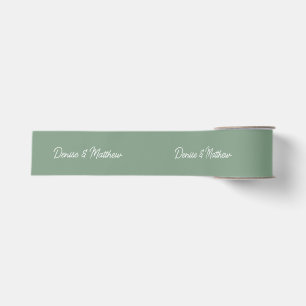 Bride and Groom Basil Green Grosgrain Ribbon