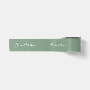 Bride and Groom Basil Green Satin Ribbon