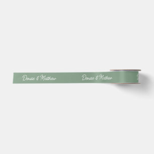 Bride and Groom Basil Green Satin Ribbon