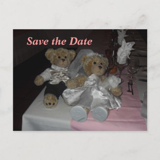 Bride and Groom Bears Announcement Postcard