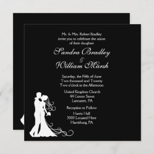 Bride and Groom Black and White Invitation