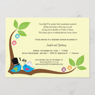 Bride And Groom Blue Birds Of Happiness Invitation