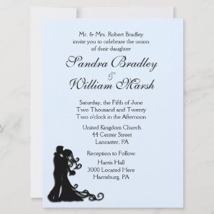 Bride and Groom Blue Wedding Invitation