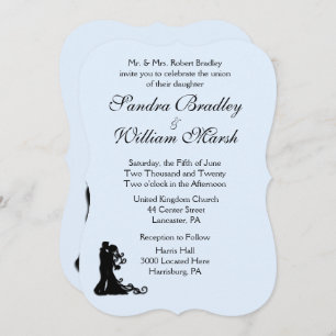 Bride and Groom Blue Wedding Invitation