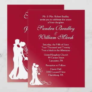 Bride and Groom Burgundy Wedding Invitation