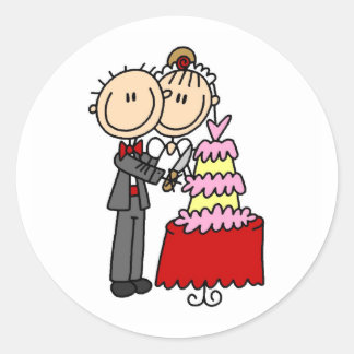 Bride And Groom By The Wedding Cake Sticker