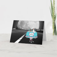 Bride and Groom Car with Full Moon
