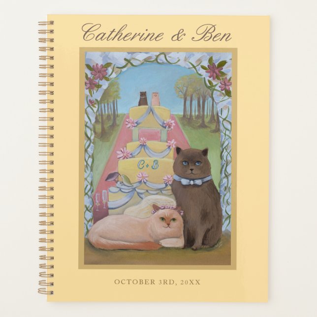 Bride and Groom Cats Personalised Wedding   Planner (Front)