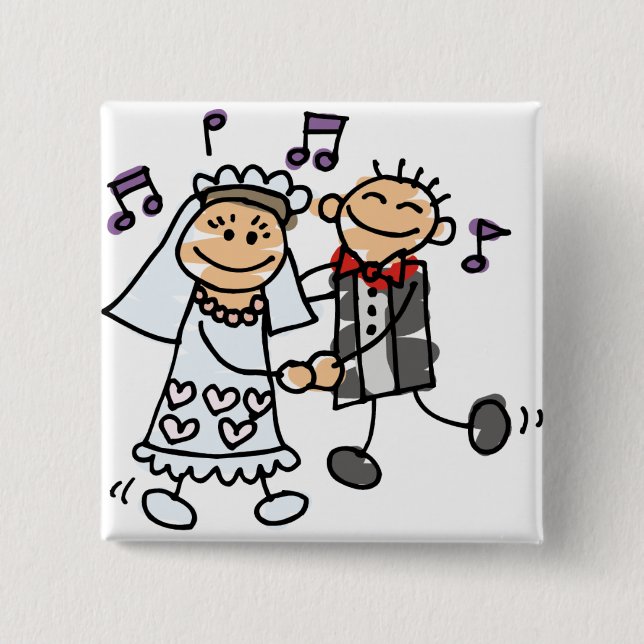 Bride and Groom Celebrate 15 Cm Square Badge (Front)