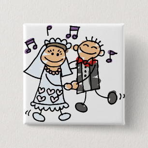 Bride and Groom Celebrate 15 Cm Square Badge