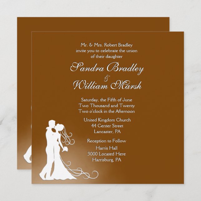 Bride and Groom Chocolate Wedding Invitation (Front/Back)