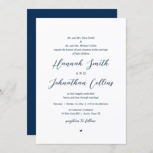 Bride and Groom Church Wedding, Both Parents Invitation
