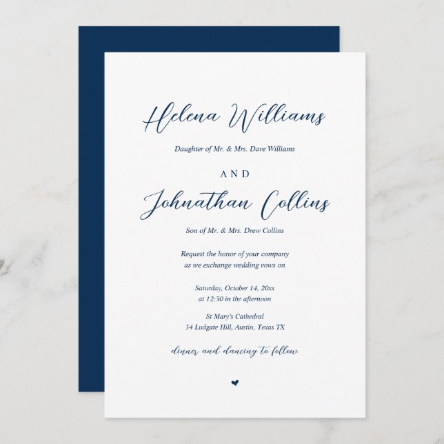 Bride and Groom Church Wedding, with Parents Invit Invitation (Front/Back)