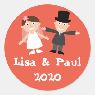 Bride and Groom Classic Round Sticker