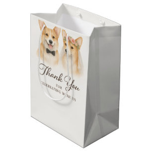 Bride And Groom Corgi Wedding Favour Thank You Medium Gift Bag