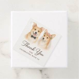 Bride And Groom Corgi Wedding Favour Thank You Tags