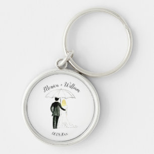 Bride and Groom Couple Elegant Date Wedding Key Ring