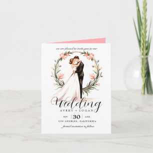 bride and groom couple watercolor wedding invitation