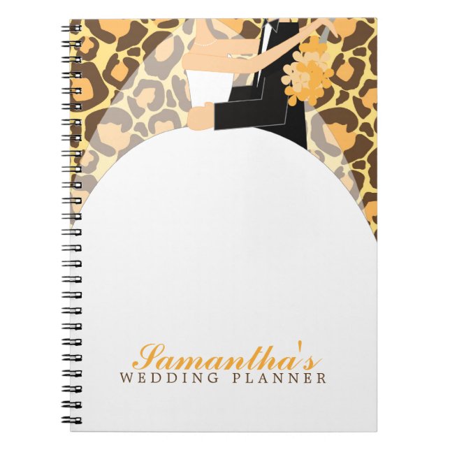 Bride and Groom Custom Wedding Planner {leopard} Notebook (Front)