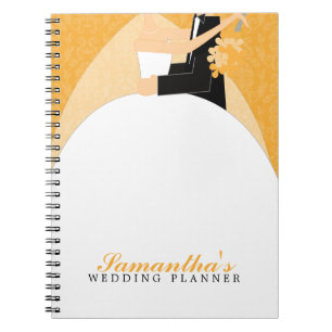 Bride and Groom Custom Wedding Planner {orange} Notebook