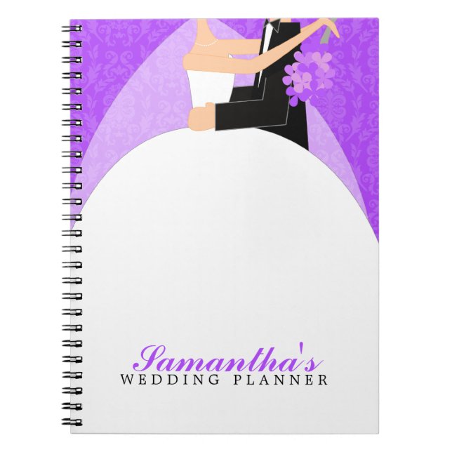 Bride and Groom Custom Wedding Planner {purple} Notebook (Front)