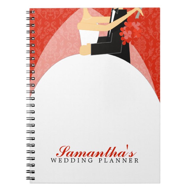 Bride and Groom Custom Wedding Planner {red} Notebook (Front)